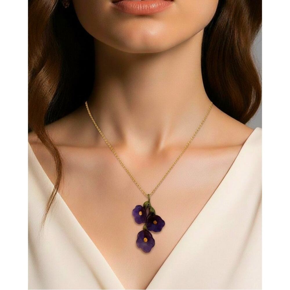 Michael Michaud Petunia 16" Adj. 3-Flower Pendant